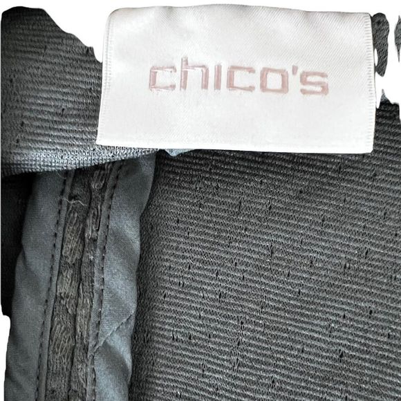 Chico’s Womens Sz 2(L) Drape Front Textured Jacket Long Sleeve NWT Evergreen - Picture 6 of 13